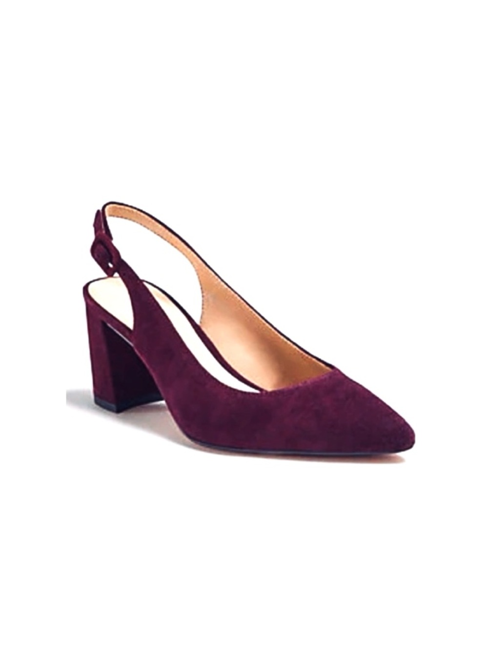 Ann Taylor Brielle Suede Block Heel Slingback Pump in Dark Plum Kiss 9.5 - Picture 2 of 12